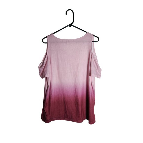 Shein Cold Shoulder Ombre Top Pink Large - Picture 2 of 4
